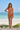 Classic Triangle Bikini Set in Coral Orange – Front view