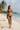 Classic Triangle Bikini Set in Ocean Blue – Lifestyle beach pose