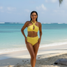 Lemon Yellow Halter Bikini Set - Front