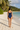 Square Neck Swimsuit Navy Blue - Back